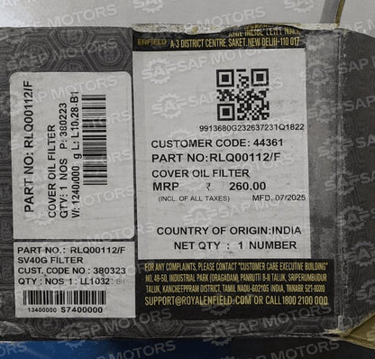 ROYAL ENFIELD RLQ00112/F OIL FILTER COVER WITH OIL FILTER CAP FOR HIMALAYAN 450 & GUERRILLA 450