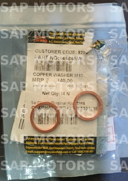ROYAL ENFIELD 144846/A - COPPER WASHER M13 CLASSIC 350/500, THUNDERBIRD 350/500, BULLET 350/500, HIMALAYAN SCRAM 411 & CONTINENTAL GT