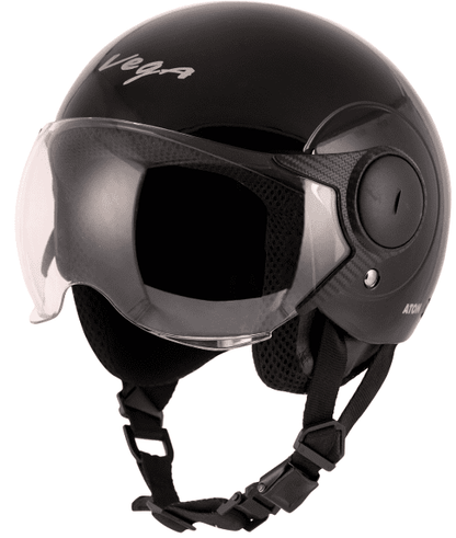 Vega Atom Open Face Black Helmet (ISI Certified)