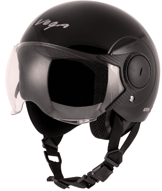 Vega Atom Open Face Black Helmet (ISI Certified)