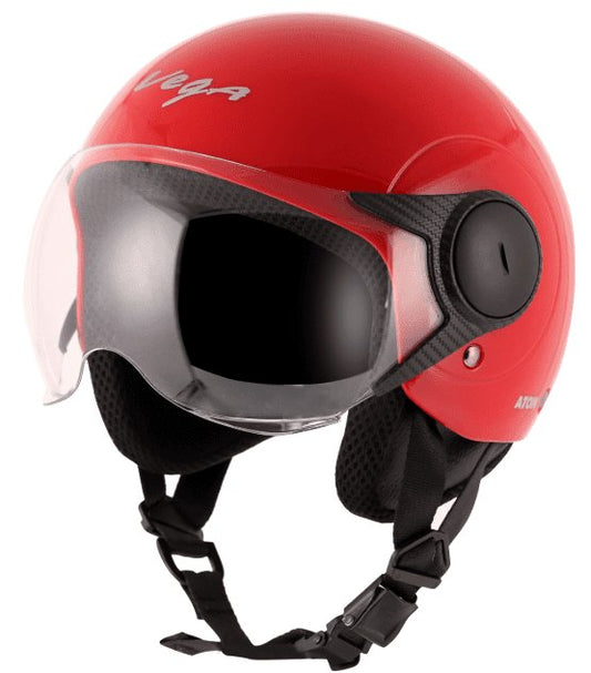 Vega Atom Open Face Red Helmet (ISI Certified)