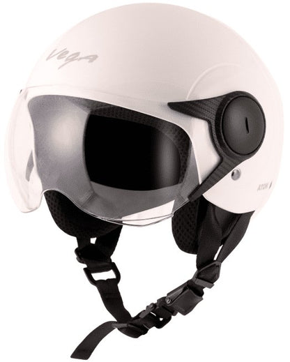 Vega Atom Open Face White Helmet (ISI Certified)
